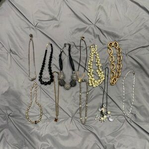 Necklaces- bundle of 11 Silver, Gold, Cream and Black Necklaces